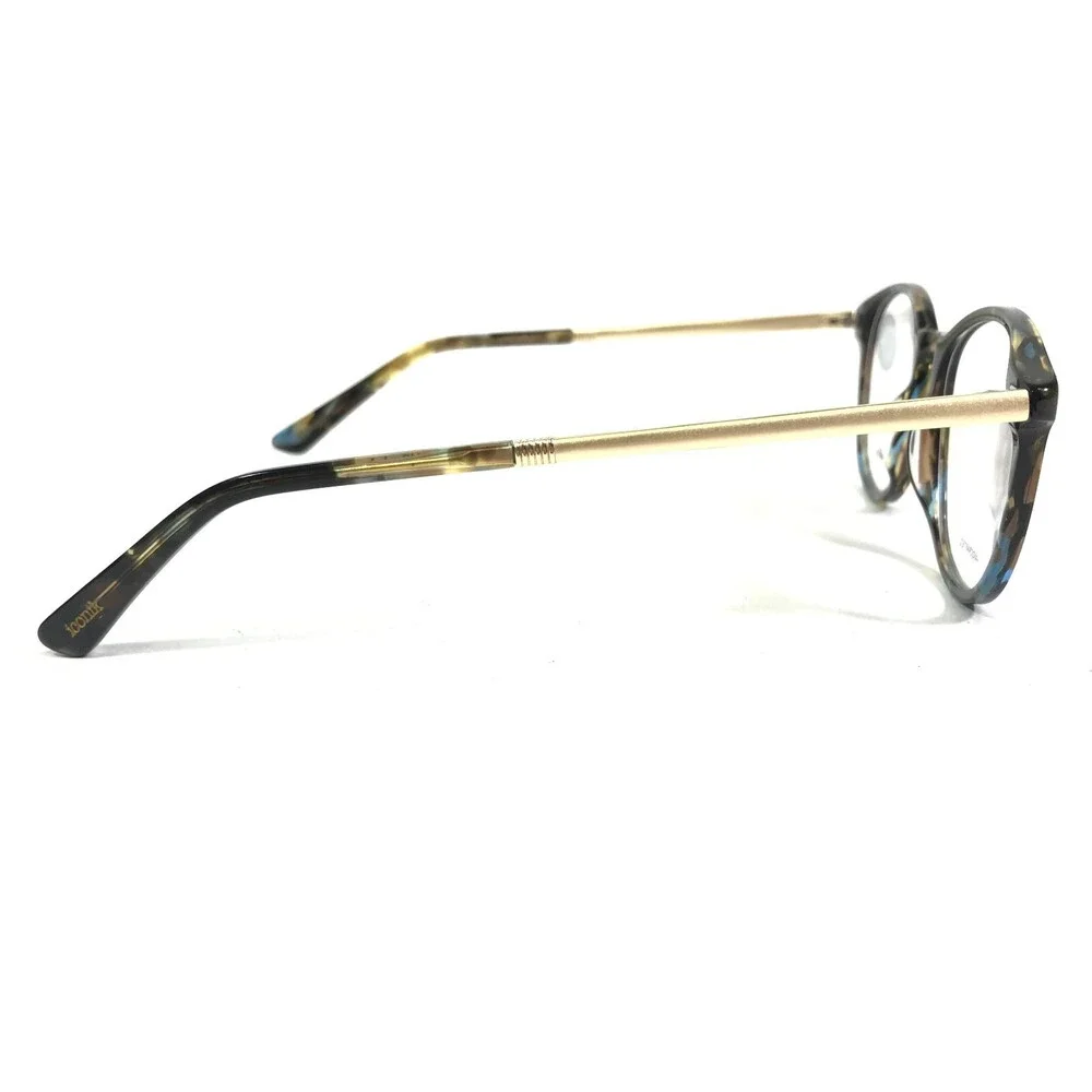 Iconik Eyeglasses Frames Ashley C2 Brown Blue Tortoise Gold Round 49-18-147